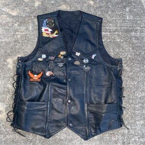 Harley Davidson Black Leather Vest with Patches vest